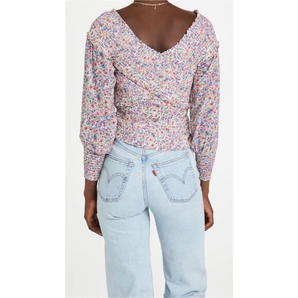 BB Dakota | Revolve Ditsy‎ Floral Smock Factor Feminine Top Blouse S Coquette - Picture 4 of 13